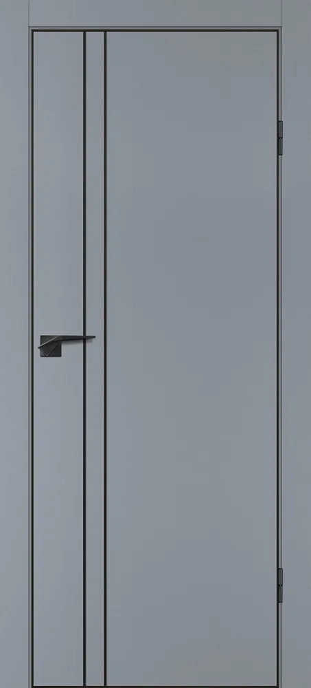 Межкомнатная дверь P-20  черный молдинг PET,  кромка ABS черная c 4-х ст. Серый матовый