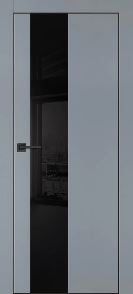 Фото Межкомнатная дверь PX-6 черная кромка с 4-х ст. Серый матовый